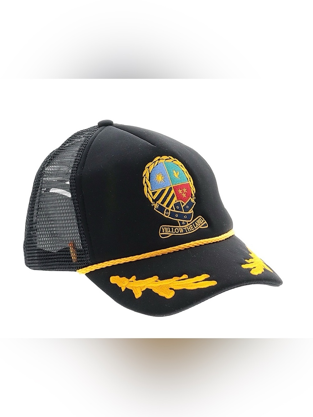 Black & Gold Crest Embroidered Trucker Hat